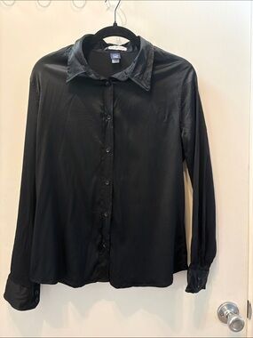 GAP Women’s 95% Silk & 5% Spandex Black Silk Stretch Blouse Size L Normcore